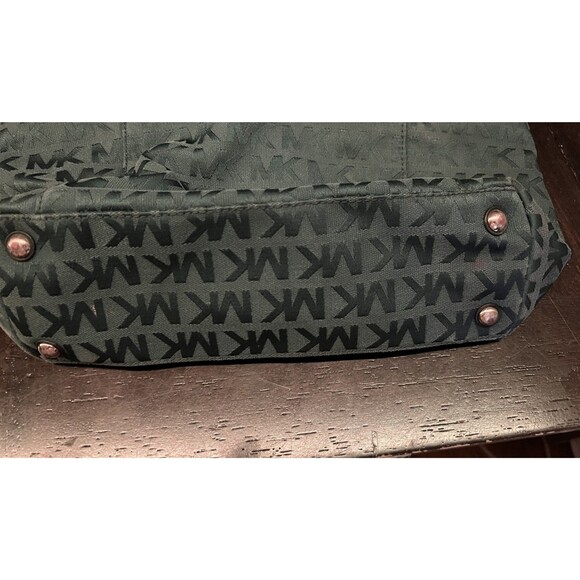 Michael Kors Tote Bag Womens Large Blue MK Monogram Shoulder Purse Handbag Zip - Picture 9 of 13